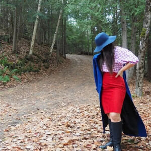 Vintage -  Red Suede Leather Skirt